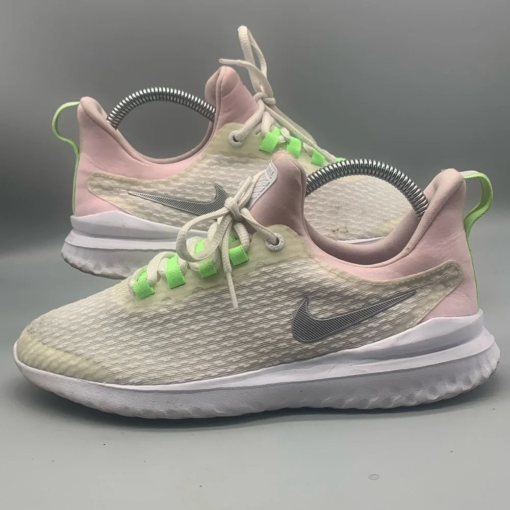 Nike Renew Rival Running Walk Shoe Lightweight White Pink Girls 6Y (7.5 Women)